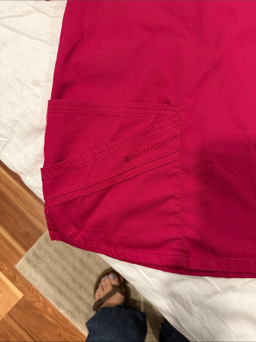 Bright Raspberry V-Neck Scrub Top - Picture 2 of 5